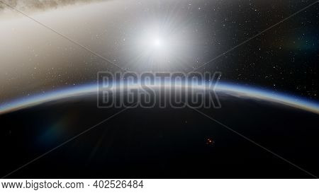 Planets And Galaxy, Science Fiction Illustration. Beauty Of Deep Space. Billions Of Galaxy In The Un