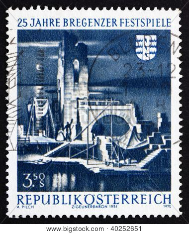 Postage stamp Austria 1970 Bregenz Festival Stage