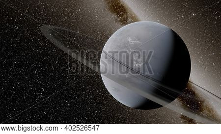 Planets And Galaxy, Science Fiction Illustration. Beauty Of Deep Space. Billions Of Galaxy In The Un