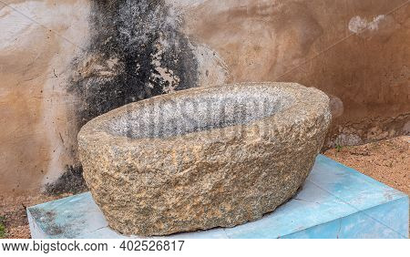 Hampi, Karnataka, India - November 5, 2013: Zanana Enclosure. Brown Stone Wash Or Animal Water Drink