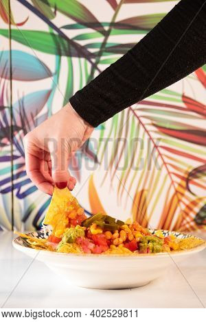 A Traditional Spanish Food Of Croquettes, Presented On A Tray With Letter Paper.the Background Is Fu