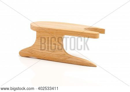 Small Wooden Tailor Ironing Board For Steam Ironing Of Suit Details And Sleeves Isolated On White Ba
