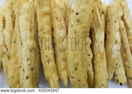 Close Up Of Gujarat Famous Snack Cuisine Item Snacks Breakfast. Made With Gramflour And Fried. Top V