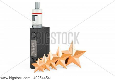 Customer Rating Of E-cigarette. 3d Rendering Isolated On White Background