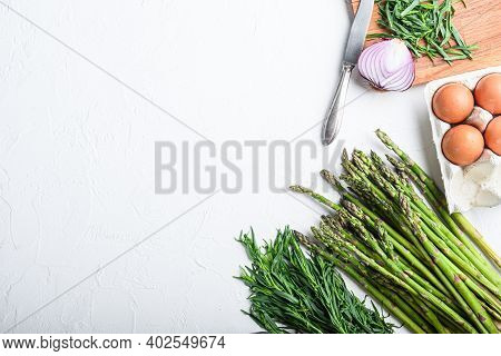 Asparagus Eggs And French Dressing Ingredients With Dijon Mustard, Onion Chopped In Red Vinegar  Tar