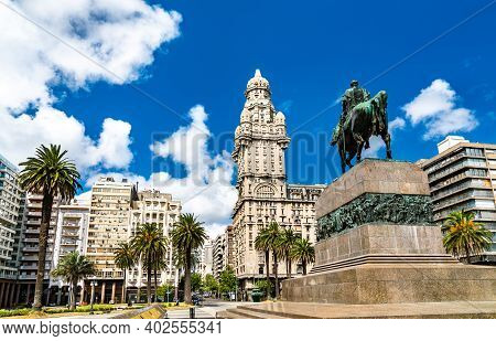 Artigas Mausoleum And Salvo Palace In Montevideo, The Capital Of Uruguay
