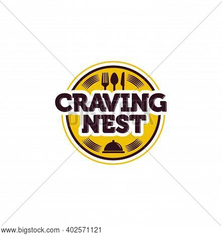 Craving Nest Restaurant Logo. Restaurant Round Yellow Logo.