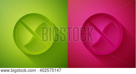Paper Cut Anti Worms Parasite Icon Isolated On Green And Pink Background. Paper Art Style. Vector