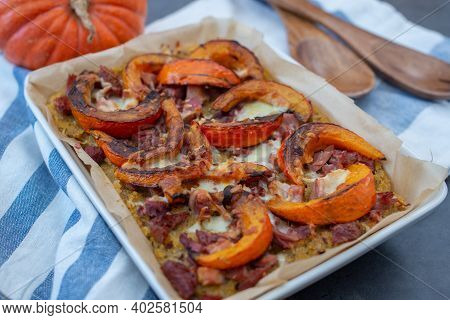Healthy Baked Pumpkin Polenta Pizza With Cheese