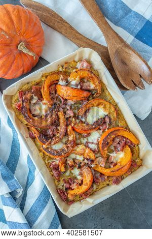 Healthy Baked Pumpkin Polenta Pizza With Cheese