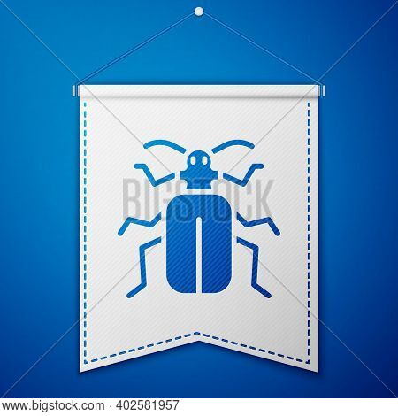 Blue Chafer Beetle Icon Isolated On Blue Background. White Pennant Template. Vector