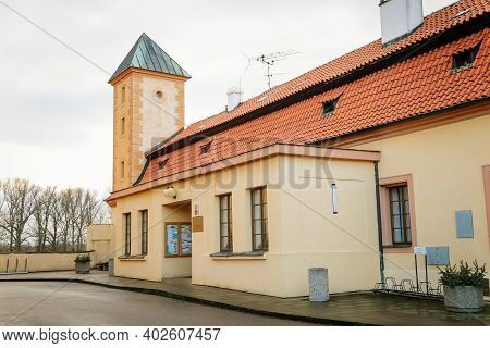 Podebrady Castle At River Labe, View From Inner Courtyard Side, Small Tower, Historical Spa Town, Po