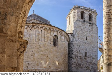 Church Of Sant Julia Seen From Old Hospital, Besalu. Garrotxa, Girona, Catalonia, Spain