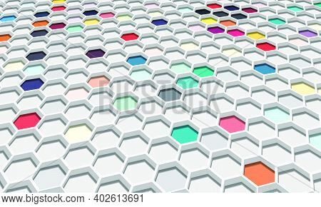 3d Abstract Colorful Hexagonal With Shadow. New Composition For Your Brand Book.