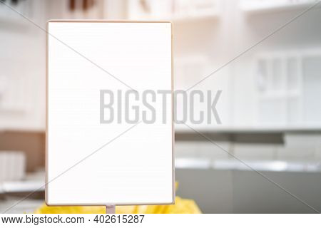 White Mockup Acrylic Frame Posters Pattern Template Forms Background On Table For Letter Sheet Ready