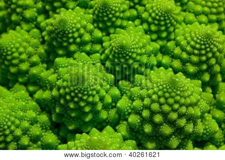 กะหล่ำปลีบรอกโคลี Romanesco มาร์โค ธรรมชาติพื้นผิวแฟร็กทัล spital ลาย