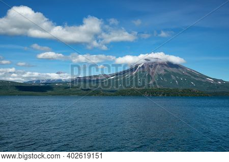 View From The Kuril Lake To The Ilyinsky Volcano. Russia, Kamchatka. South Kamchatka Nature Reserve.