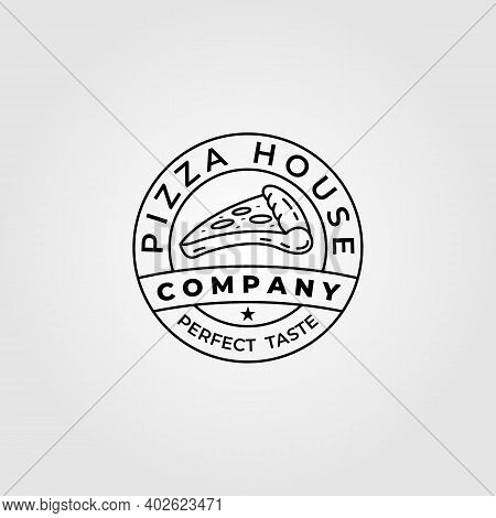 Pizza House Bread Line Art Logo Vector Minimalist Illustration Design