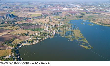 Aerial View Of Sub Lek Reservoir At Nikhom Sang Ton Eng, Mueang District, Lopburi Thailand