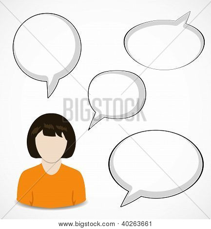 Woman and speech bubbles