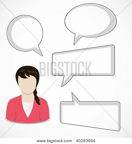 Woman and speech bubbles