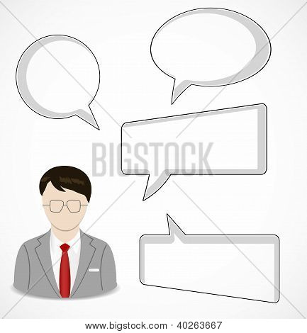 Man and speech bubbles