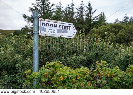 Portnoo, Ireland - August 12 2020 - Owners Of Doon Fort Asking Folks To Keep Out During The Pandemic