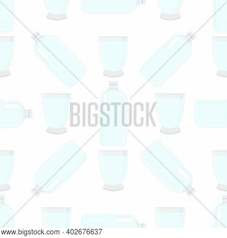 Illustration On Theme Set Identical Types Plastic Bottles For Drinking Water. Water Pattern Consisti