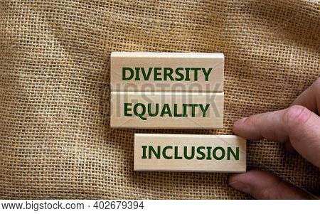 Diversity, Equality And Inclusion Symbol. Wooden Blocks With Words 'diversity, Equality And Inclusio