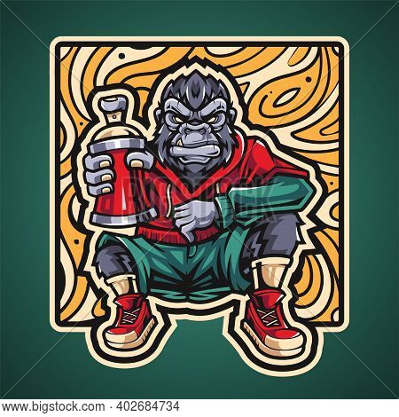 Gorilla Esport Mascot Logo Design With Background