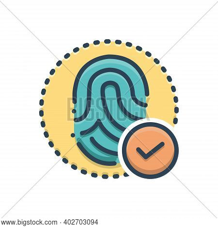 Color Illustration Icon For Fingerprint-matched Fingerprint Matched Coincide Concur Approved