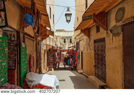 Fez, Morocco - May 31, 2017: View Of The Medina Quarter Of Fez. The Medina Of Fez Is Listed As A Wor