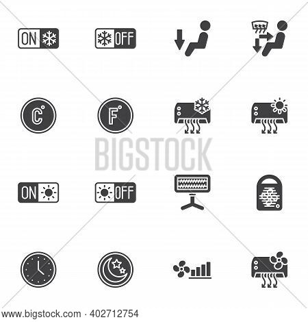 Cooling And Heating System Vector Icons Set, Modern Solid Symbol Collection, Filled Style Pictogram 