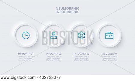 Neumorphic Elements For Infographic. Template For Diagram, Graph, Presentation And Chart. Skeuomorph