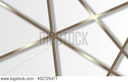 3D Gold Lines On White Background.