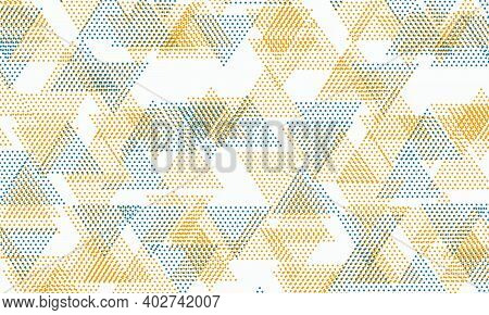 Abstract Yellow And Green With Circles, Triangles In Nature Style.