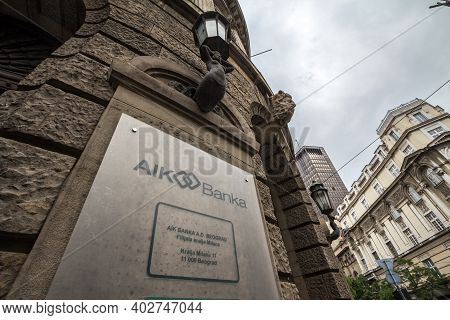 Belgrade, Serbia - May 30, 2020: Aik Banka Logo On Their Local Office In Belgrade. Aik Bank Is A Com