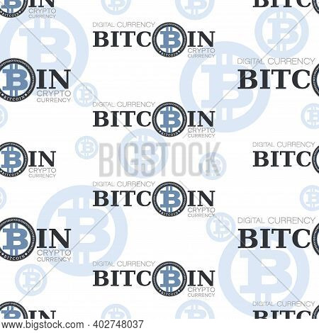 Bitcon Background. Vector Crypto Currency Coin On White Background. Design For A Poster, Business Pr