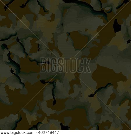 Forest Camouflage Of Various Shades Of Green And Brown Colors