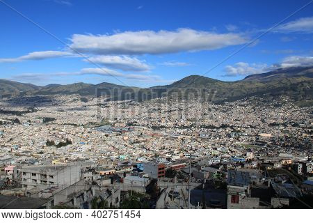 View Of The City Of Quito From The Panecillo Hill, Ecuador. High Quality Photo