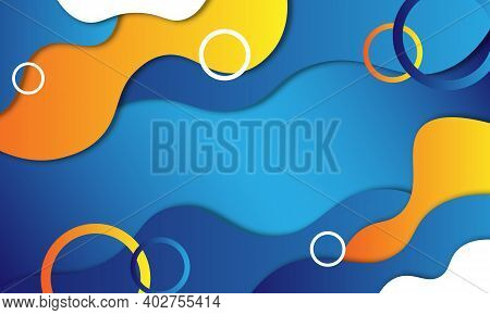 Abstract Blue, Yellow And White Fluid Geometric Background.