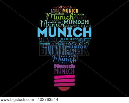 Munich Light Bulb Word Cloud, Travel Concept Background