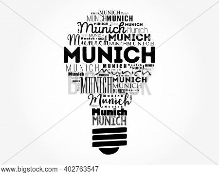 Munich Light Bulb Word Cloud, Travel Concept Background