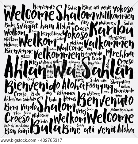 Ahlan Wa Sahlan (welcome In Arabic) Word Cloud In Different Languages