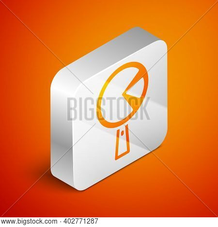 Isometric Omelette In Frying Pan Icon Isolated On Orange Background. Omelet In A Skillet. Silver Squ
