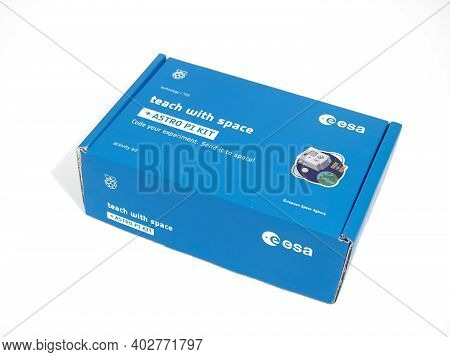 Galati, Romania - November 28, 2020: The Astro Pi Kit Box Prepared For The Astro Pi Mission Space La