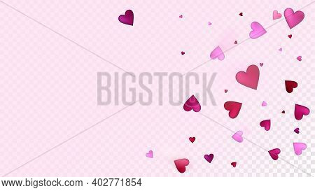 Red, Pink Hearts Vector Confetti. Valentines Day Romantic Pattern. Trendy Gift, Birthday Card, Poste