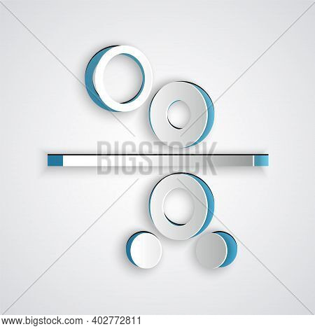 Paper Cut Paper Roll Of A Printing Press Icon Isolated On Grey Background. Paper Art Style. Vector