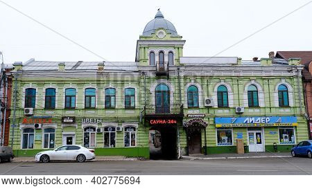 Astrakhan, Russia, January 7, 2021. Old Buildings Of The City. Admiralteyskaya Street.
