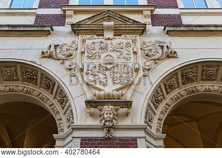 Zgorzelec Gorlitz January 27 2020 Crest Over Two Tunnels In Front Of Building